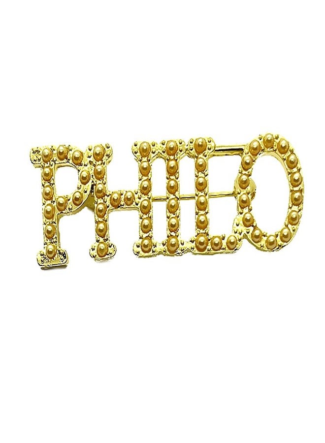بروش من المعدن المقلد على شكل لؤلؤة، يحمل شعار جمعية الأخوات "فيلو" (PHILO) النسائية الجميلة. - Image 1